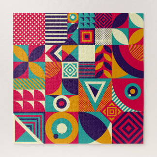 Pop abstract geometric shapes, seamless pattern. jigsaw puzzle