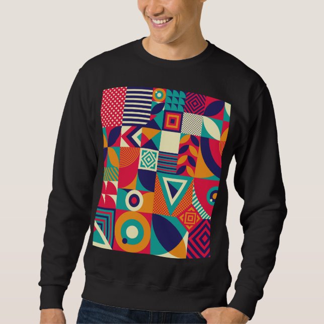Pop abstract geometric shapes, seamless pattern. sweatshirt (Front)