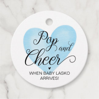 Pop and Cheer Blue Baby Shower Favour Tag