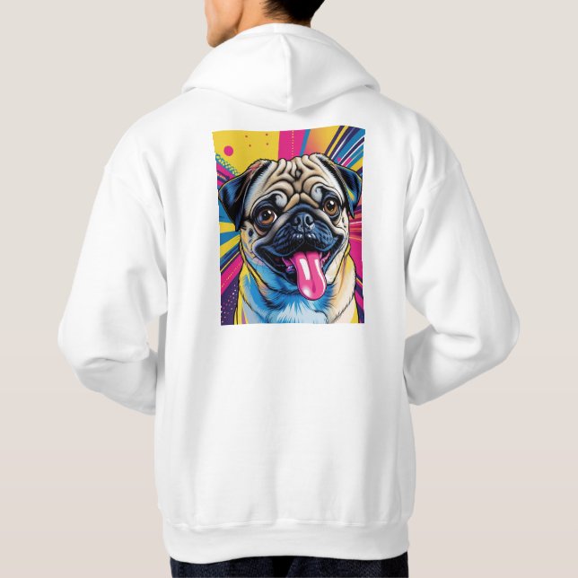 Pop art 01 pug painting hoodie (Back)
