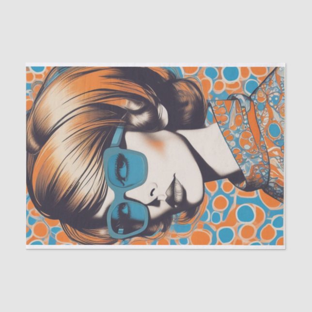 Pop Art: A Groovy Hippy Chick Decoupage paper (Front)