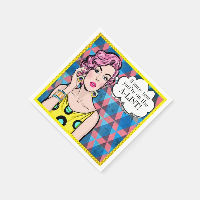 Pop Art A-List VIP Cocktail Napkin (Corner)