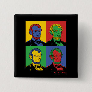 Pop Art Abraham Lincoln 15 Cm Square Badge