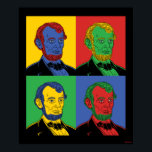 Pop Art Abraham Lincoln Poster<br><div class="desc">"Pop Art Abraham Lincoln" art graphic designed by bCreative shows an iconic Abraham Lincoln portrait in a four panel pop art piece! This makes a great gift for family, friends, or a treat for yourself! This funny graphic is a great addition to anyone's style. bCreative is a leading creator and...</div>