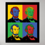 Pop Art Abraham Lincoln Poster<br><div class="desc">"Pop Art Abraham Lincoln" art graphic designed by bCreative shows an iconic Abraham Lincoln portrait in a four panel pop art piece! This makes a great gift for family, friends, or a treat for yourself! This funny graphic is a great addition to anyone's style. bCreative is a leading creator and...</div>