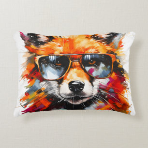Pop Art Abstract Animal Fox Sunglasses Portrait Decorative Cushion