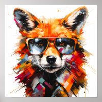 Pop Art Abstract Animal Fox Sunglasses Portrait