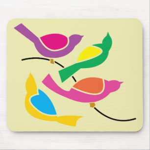 Pop Art Abstract Song Birds Mouse Pad