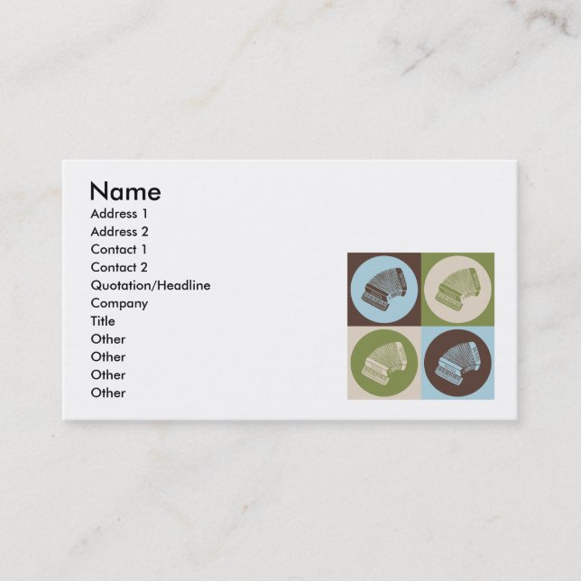 Pop Art Accordion Business Card (Front)