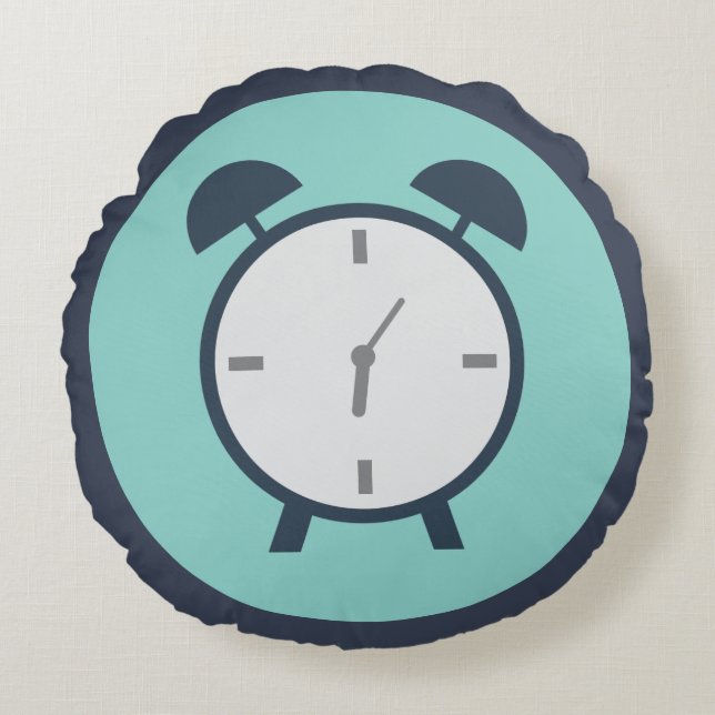 Pop Art Alarm Clock Blue Round Cushion (Front)