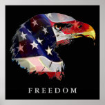 Pop Art American Flag Eagle Freedom Poster<br><div class="desc">Freedom & Courage Motivational  Eagles Images - Fearsome Patriotic Eagle - Pop Art Syle American Eagle Landing Image - Sephia Brown Tones Watercolor Effect American Bald Eagle - Fearless American Bald Eagle: Flying American Eagle Pictures - The bald eagle is the national bird and symbol of the USA.</div>