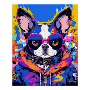 Pop Art Anime French Bulldog 004 - Victoria Sasuke Poster