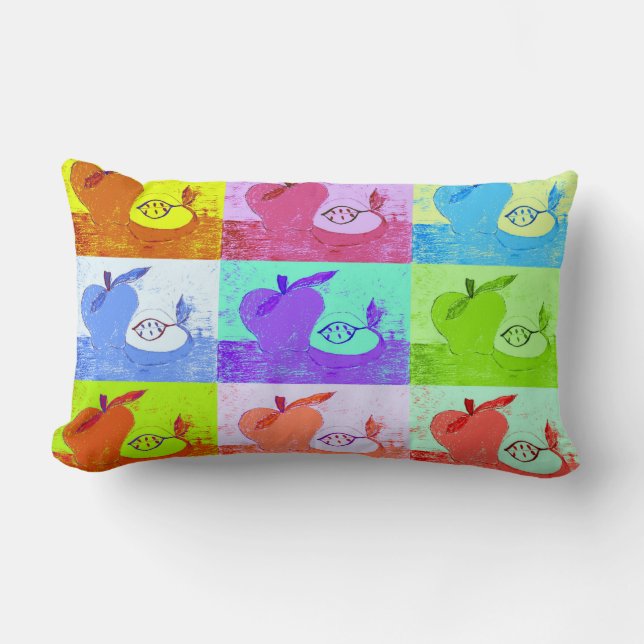 Pop Art Apple Lumbar Accent Pillow (Front)