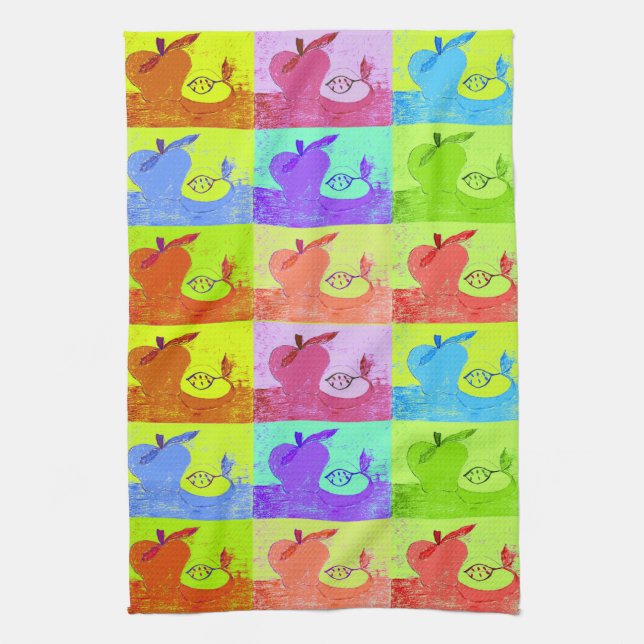 Pop Art Apple Tea Towel (Vertical)