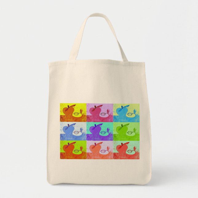 Pop Art Apples Canvas Tote (Front)