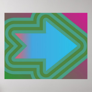 Pop Art Arrow To The Right Green Over Blue Poster