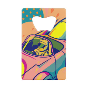 Pop Art Astronaut Driving Rocket Car