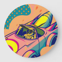 Pop Art Astronaut Driving Rocket Car