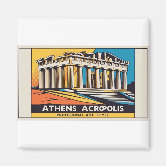 Pop-Art Athens Parthenon Magnet (Front)