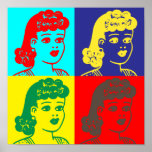 “Pop Art Aunt Fritzi” Square Poster<br><div class="desc">We adapted Aunt Fritzi and gave her a retro pop-art look. Add a pop of colour to your decor with this unique image!</div>