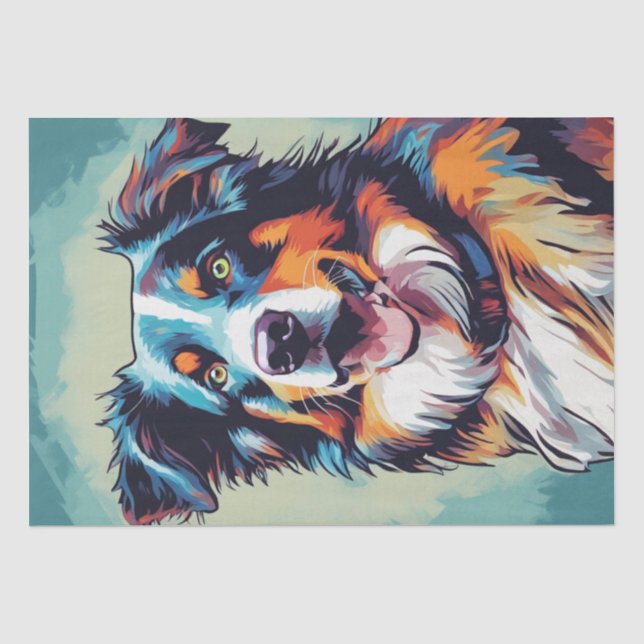 Pop Art: Australian Shepherd Decoupage Tissue Paper (Front)