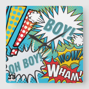 Pop Art Baby Boy Square Wall Clock