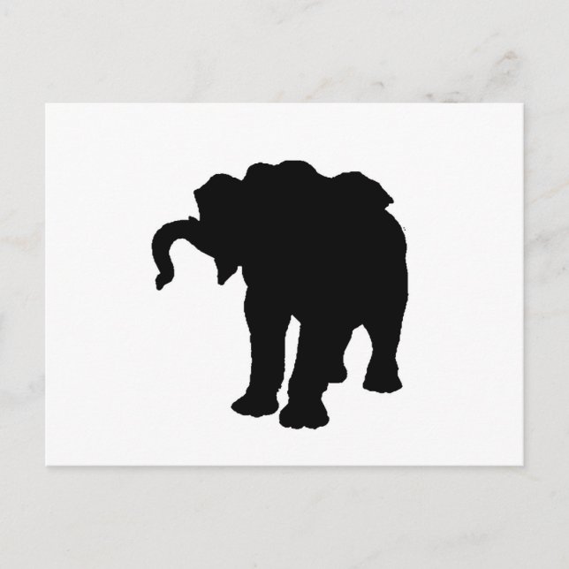 Pop Art Baby Elephant Silhouette Postcard (Front)