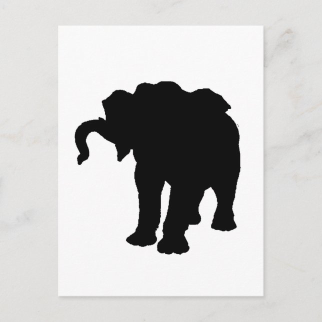 Pop Art Baby Elephant Silhouette Postcard (Front)