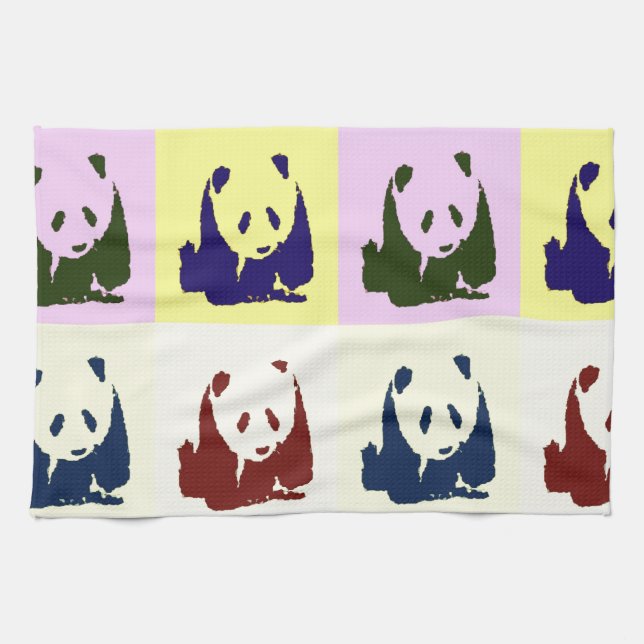 Pop Art Baby Pandas Tea Towel (Horizontal)