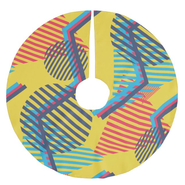 Pop art background, abstract geometric texture. brushed polyester tree skirt (Front)