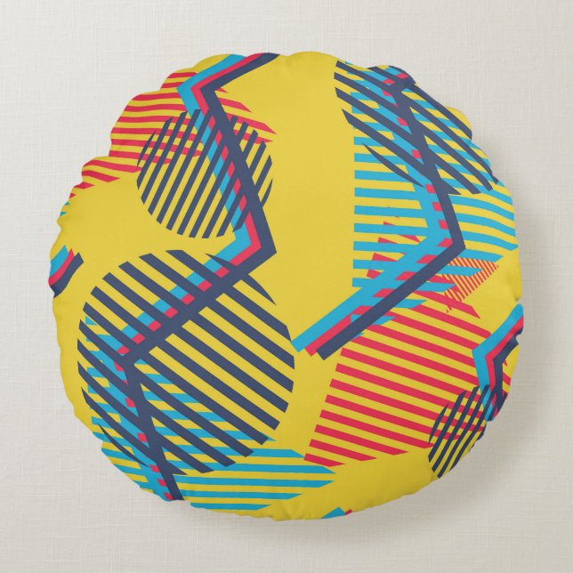 Pop art background, abstract geometric texture. round cushion (Front)