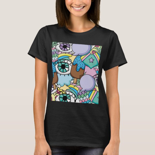 Pop Art Background Cartoon T-Shirt (Front)