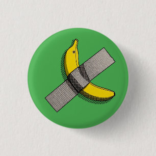 Pop Art Banana and Duct Tape Graphic with Halftone 3 Cm Round Badge