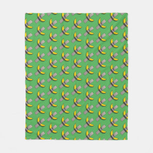 Pop Art Banana and Duct Tape Graphic with Halftone Fleece Blanket