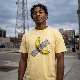 Pop Art Banana and Duct Tape Graphic with Halftone T-Shirt