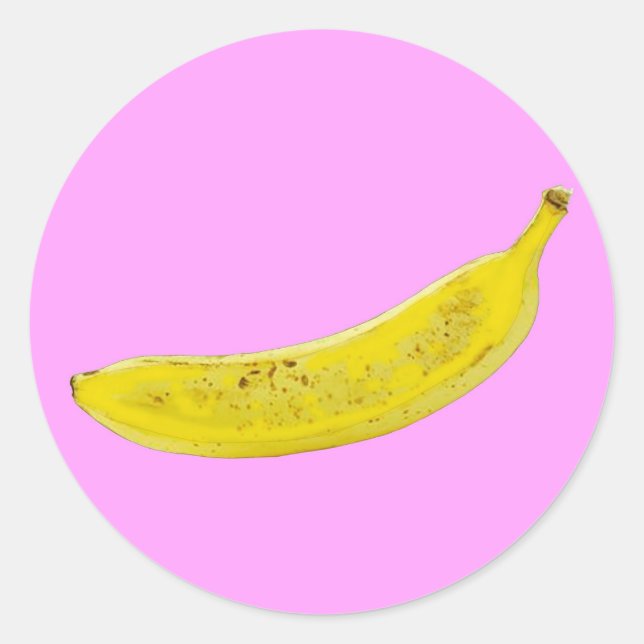 Pop Art Banana in yellow Classic Round Sticker (Front)