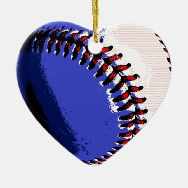 Pop Art Baseball Ceramic Tree Decoration (Front)
