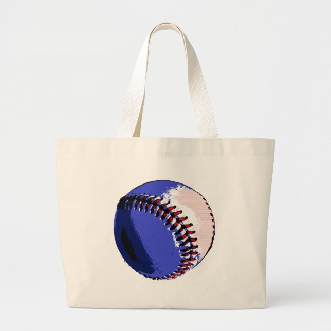 Pop Art Baseball Large Tote Bag (Front)