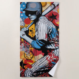Pop Art Baseball Player Beach Towel