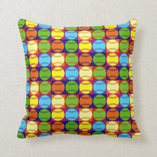 Pop Art Baseballs Pattern Cushion