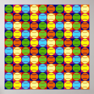 Pop Art Baseballs Pattern Poster