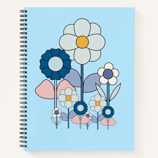 Pop art basic pastel flowers field  notebook (Front)