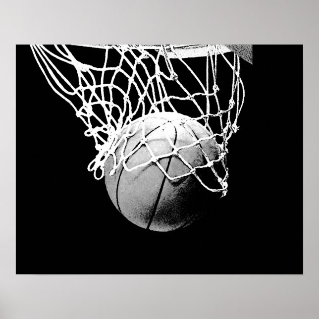 Pop Art Basketball Ball & Net Print Poster (Front)