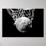 Pop Art Basketball Ball & Net Print Poster<br><div class="desc">I Love This Game. Popular Sports - Black & White Basketball Game Ball Image.</div>