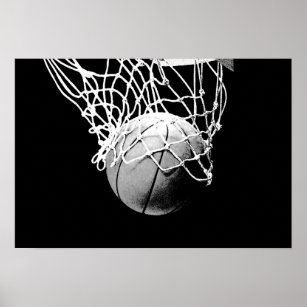 Pop Art Basketball Ball & Net Print Poster