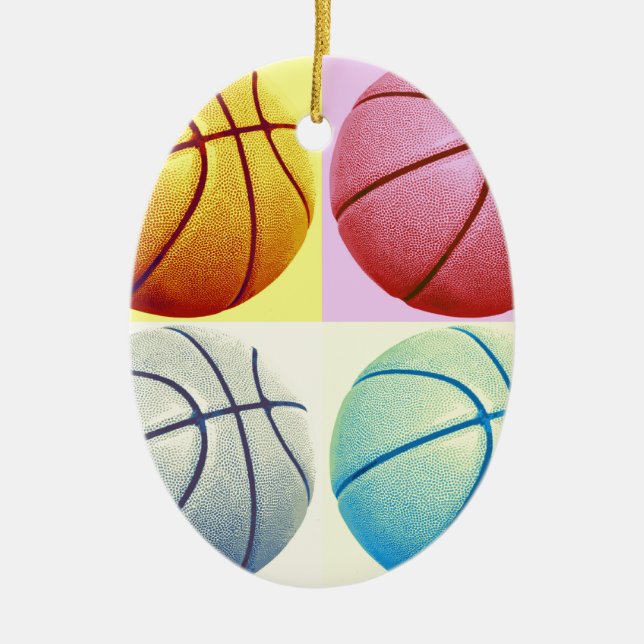 Pop Art Basketball Ceramic Tree Decoration (Front)