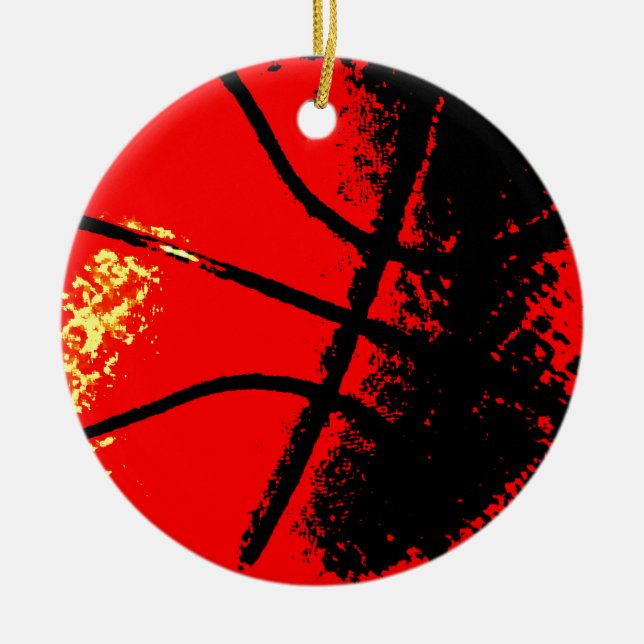 Pop Art Basketball Ceramic Tree Decoration (Front)