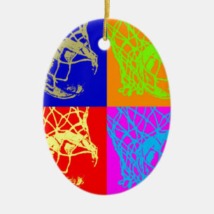 Pop Art Basketball Ceramic Tree Decoration