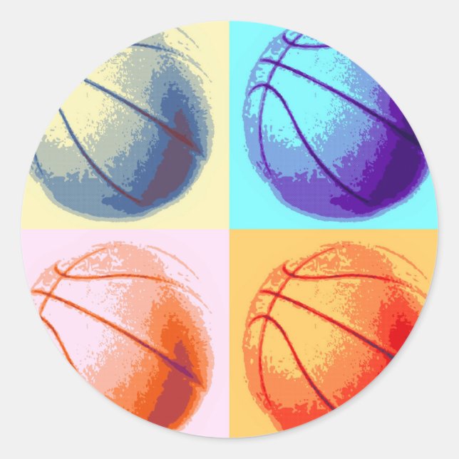 Pop Art Basketball Classic Round Sticker (Front)