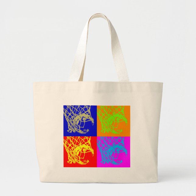 Pop Art Basketball Large Tote Bag (Front)